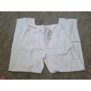NWT American Eagle White Barrel Jeans Size 2 Long With Tie Belt
